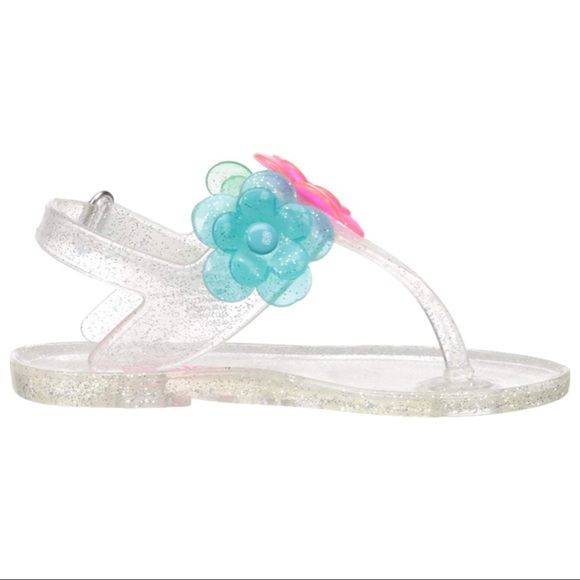 NWT OshKosh Girls Floral Jelly T-Strap Sandal - Picture 3 of 7